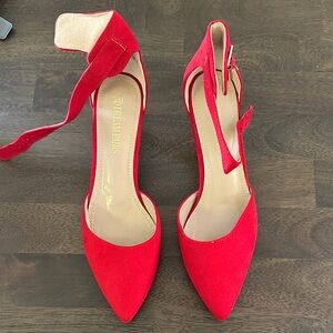 Dream Pairs Red Pointed Ankle-Strap Heels